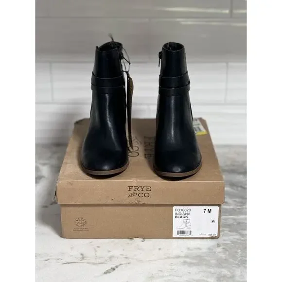 Frye Women’s Black Ankle Boots Size 7 M Indiana Black - Picture 2 of 11